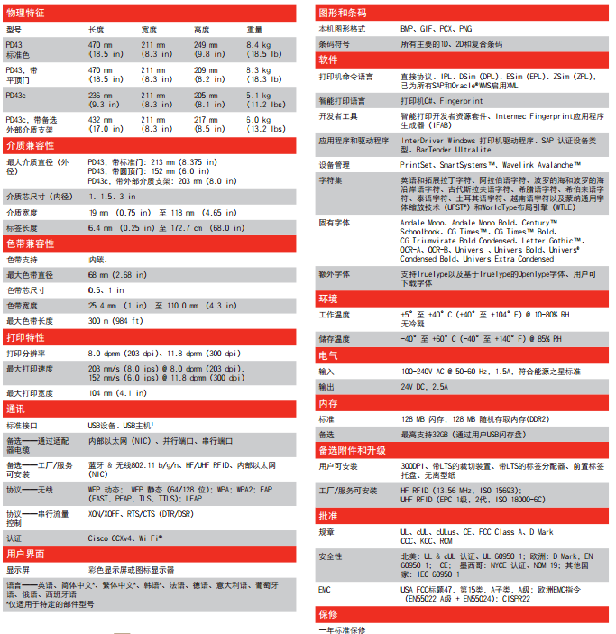 Intermec pd43条码机